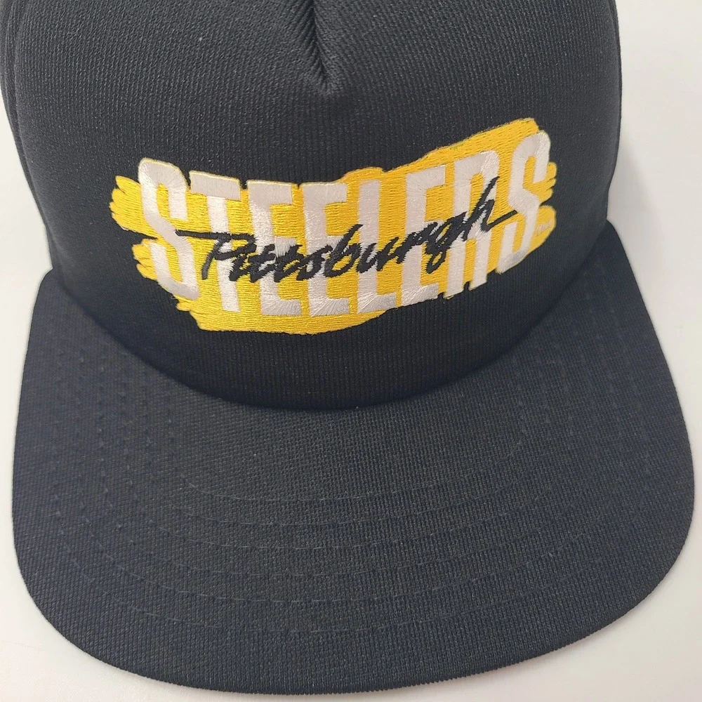 Vintage Pittsburgh Steelers Hat Snapback New Era Black Yellow NFL Foam USA Men